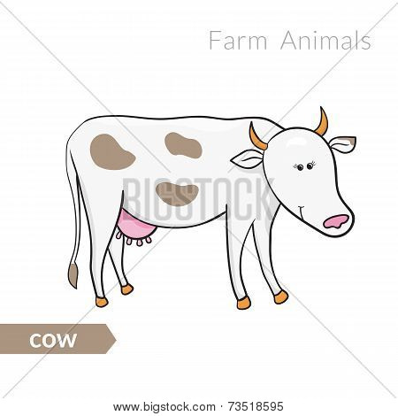 Vector cute cartoon white with spots isolated background