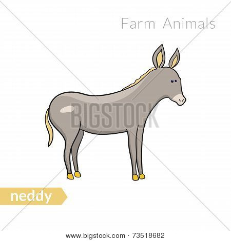 Vector cute cartoon donkey isolated background