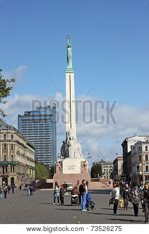 Freedom Monument In Riga, Latvia
