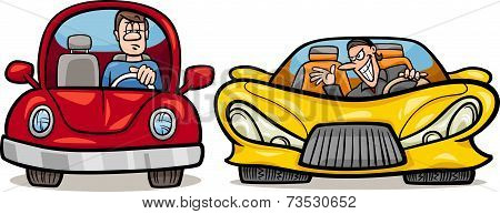 Malicious Driver Cartoon Illustration
