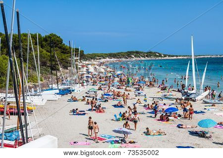 Ibiza Cala De Sant Vicent August  20, 2013: Caleta De San Vicente Beach Turquoise Water