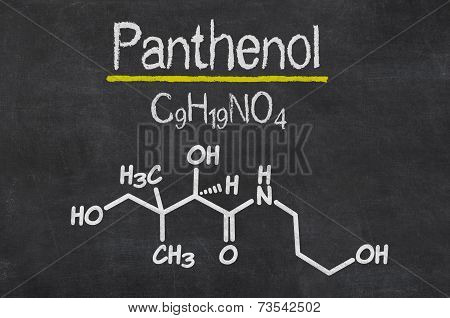Blackboard with the chemical formula of Panthenol
