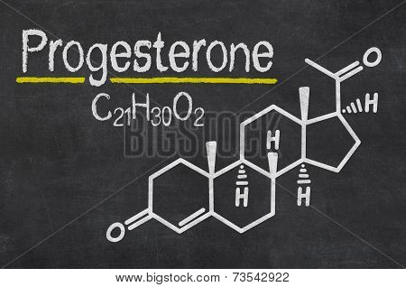 Blackboard with the chemical formula of Progesterone