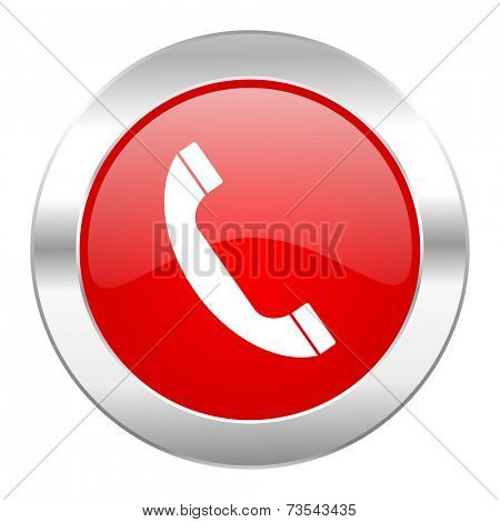 phone red circle chrome web icon isolated 