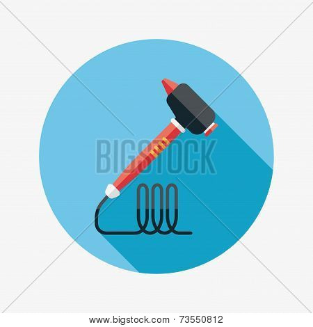 Dental Drill Flat Icon With Long Shadow