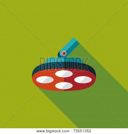 Operating Theatre Light Flat Icon With Long Shadow