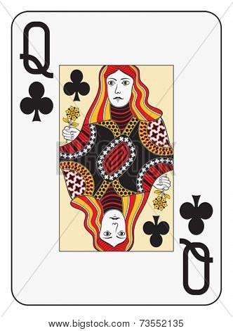 Jumbo index queen of clubs playing card