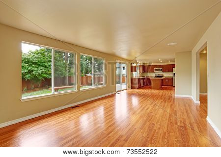 Empty House Interior With New Hardwood Floor