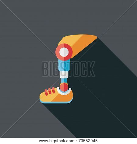 Prosthetic Leg Flat Icon With Long Shadow
