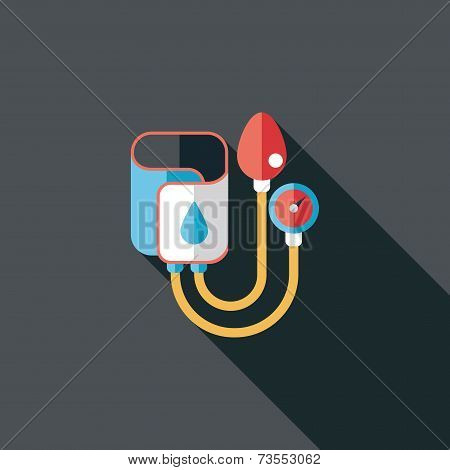 Sphygmomanometer Flat Icon With Long Shadow