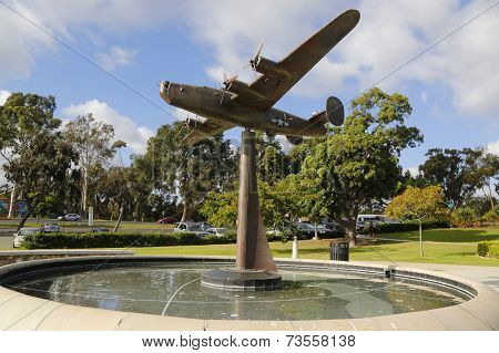 B-24 Liberator Sculpture at the Air Garden in Veterans Memorial Garden at Balboa Park in San Diego
