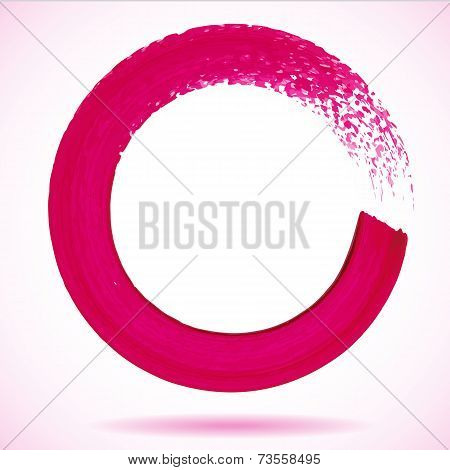 Magenta paintbrush circle vector frame