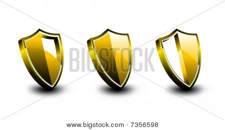 Golden vektor rustning skjold