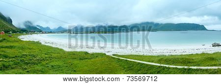 Ramberg Beach Summer Cloudy View (norway, Lofoten).