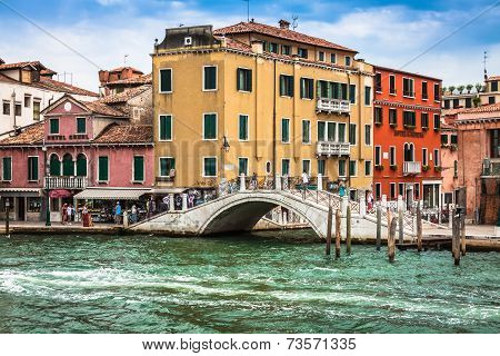 Venice, Italy,august 9, 2013: The Beautiful View Of A Canal Grande In Venice, Italy