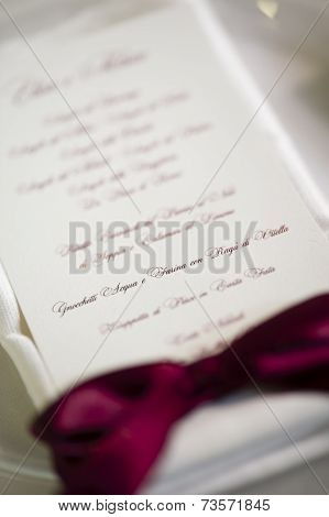 Menu In Italian For Wedding Lunch