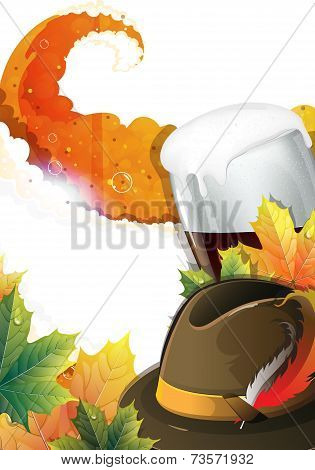 Beer Glass And  Oktoderfest Hat