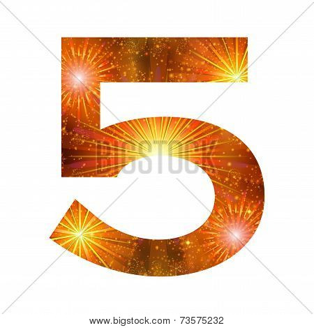 Number of orange firework, five