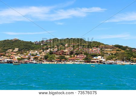 Panoramic View Of  Beach In Buzios, Sea, Mountain, Rio De Janeiro, Brazil
