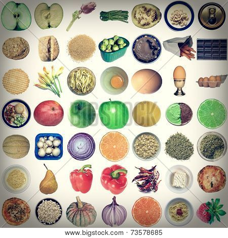 Retro Look Food Collage Isolated