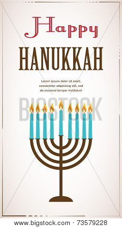 Happy Hanukkah greeting card design, jewish holiday. Vector illustration