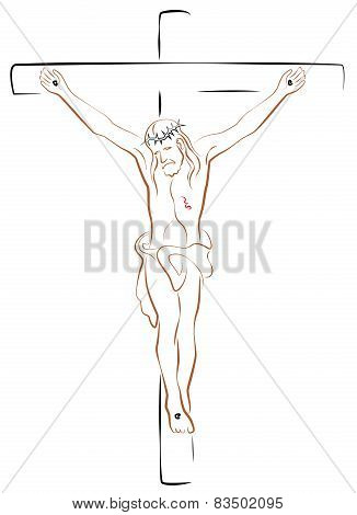 Jesus Crucifix Outline White