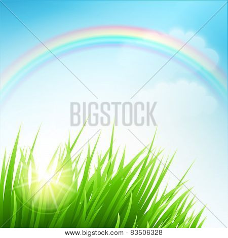 Clean spring amazing scenery. Vector illustration
