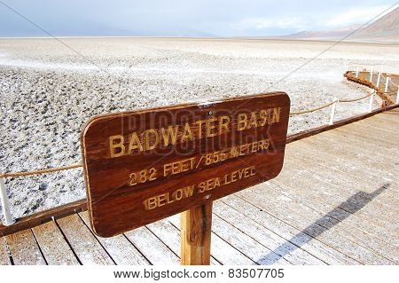 Badwater Basin sign in Death Valley National Park