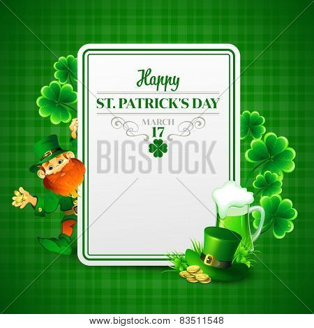 Saint Patricks day vector illustration with Leprechaun
