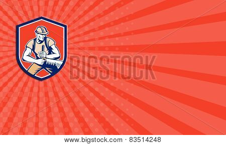 Business Card Lumberjack Logger Crosscut Saw Shield Retro