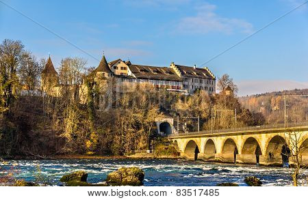 Laufen Castle And Railway Viaduc At Rhine Falls - Switzerland