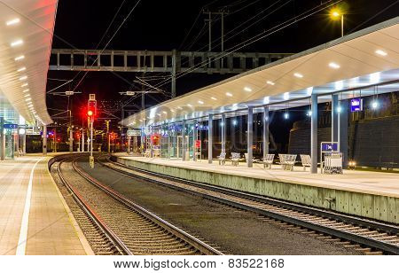 Austrian Railway Station Feldkirch At Night