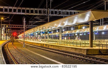 Austrian Railway Station Feldkirch At Night