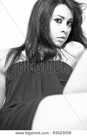 Black And White Portrait Of A Beautiful Woman