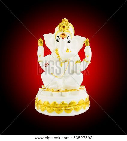 Hindu God Ganesha Over A White Background