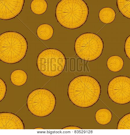Tree rings saw cut tree trunk background. Seamless wallpaper. Ve