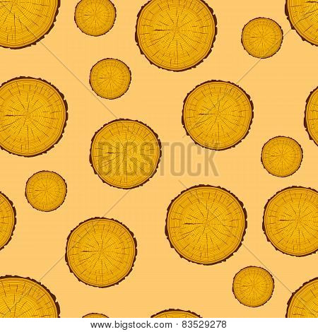 Tree rings saw cut tree trunk background. Seamless wallpaper. Ve