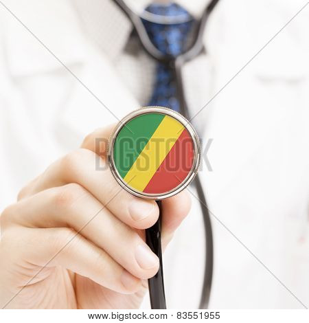 National Flag On Stethoscope Conceptual Series - Republic Of The Congo - Congo-brazzaville