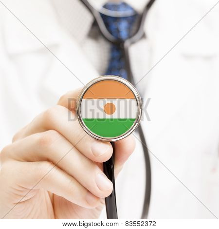 National Flag On Stethoscope Conceptual Series - Niger