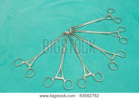 Surgical Instruments On Sterile Table