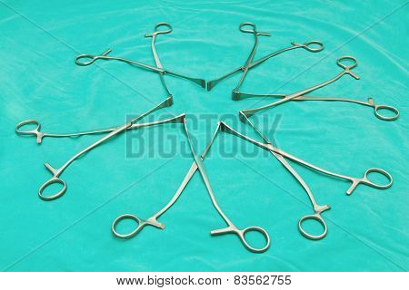 Surgical Instruments On Sterile Table