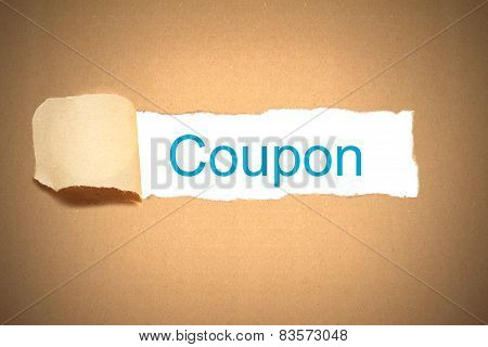 Brown Paper Torn To Reveal Coupon