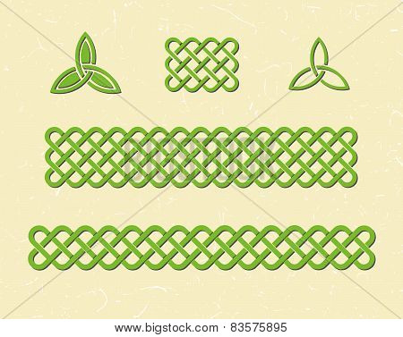 Green Celtic Borders And Elements