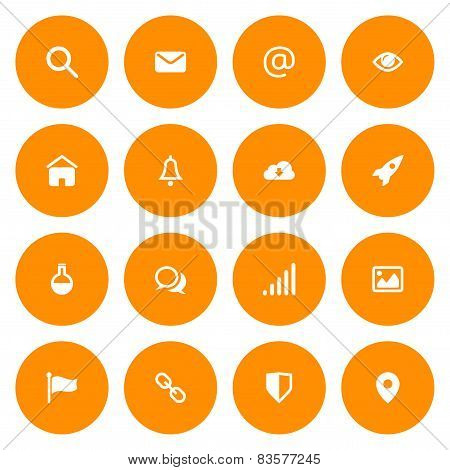 Flat Icon Set For Web And Mobile. Email And Web Icons
