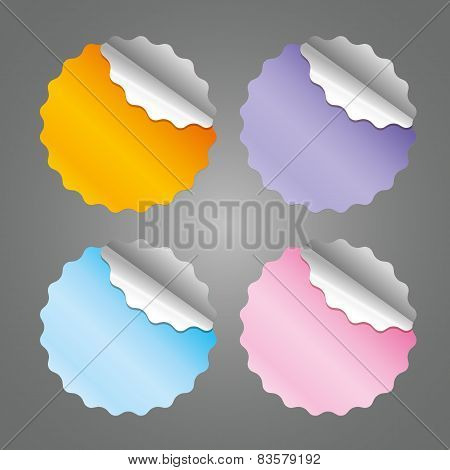 colored blank round stickers - vector illustration