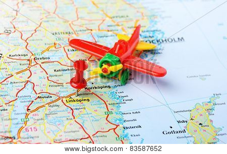 Linkoping ,sweden Map Airplane