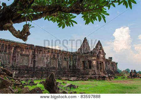 Wat Phu Castle At Champasak Southern Of Laos, Unesco World Heritage Site.