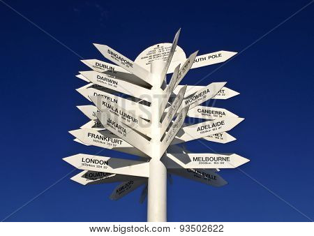 Sign post to the world from Mount Isa