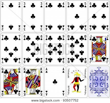 Poker cards club set four color classic design 600 dpi