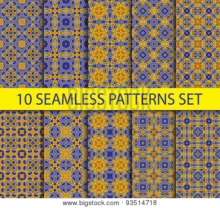 Set of vintage geometric seamless patterns.
